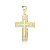 Pandantiv cruce argint placata cu aur galben cu pietre DiAmanti Z0727CG_W-DIA